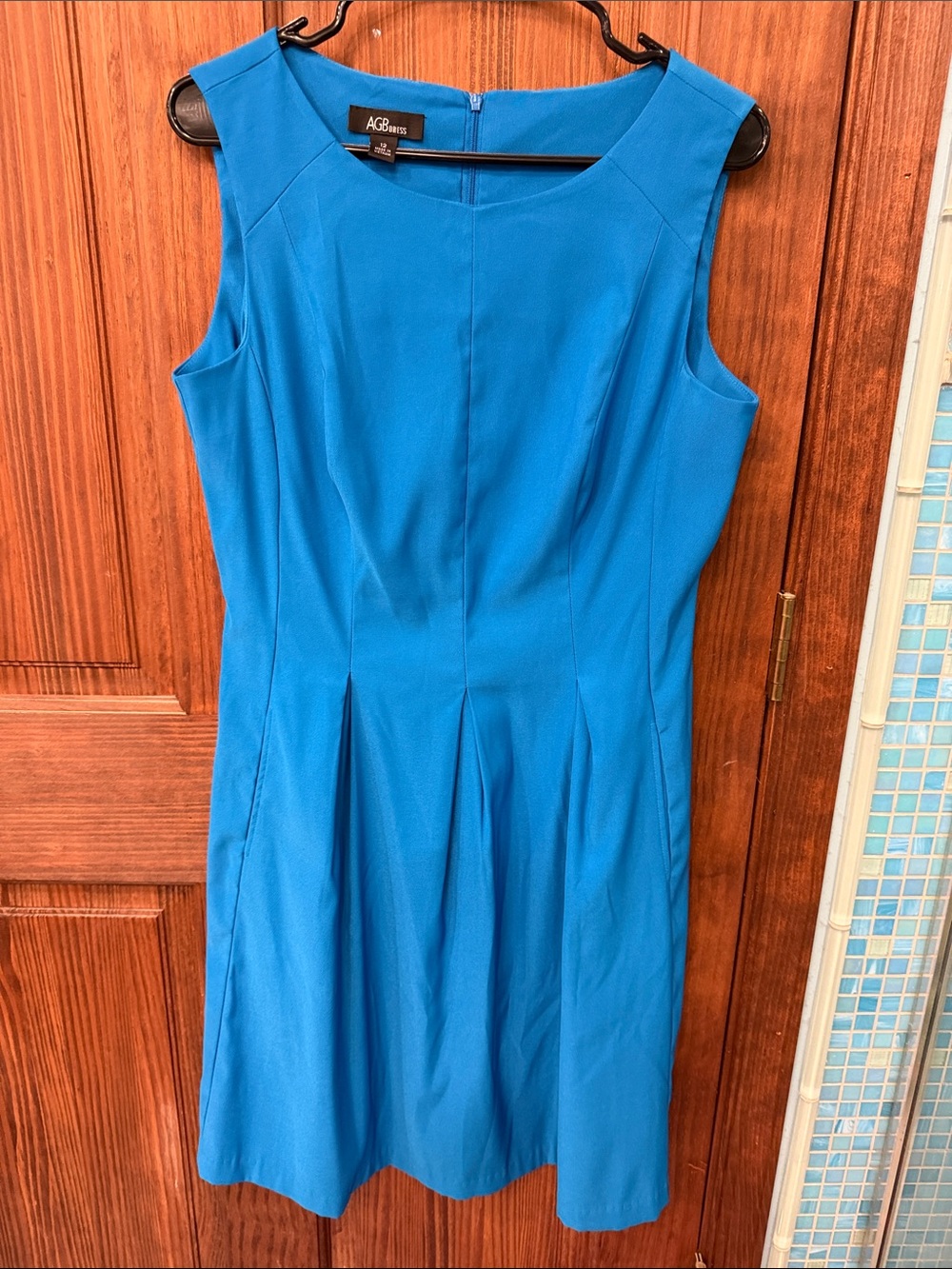 AGB Bright Teal Sleeveless Pleated Fit-and-Flare Dress